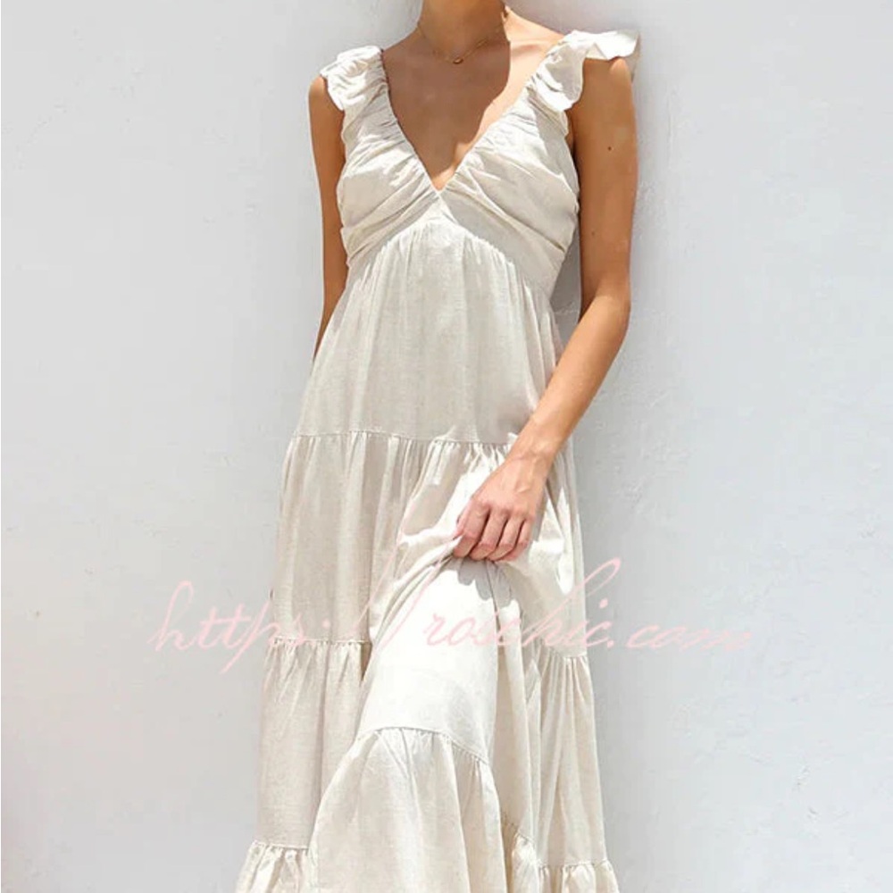 Roschic Hawaiian brunch linen blend maxi dress never worn